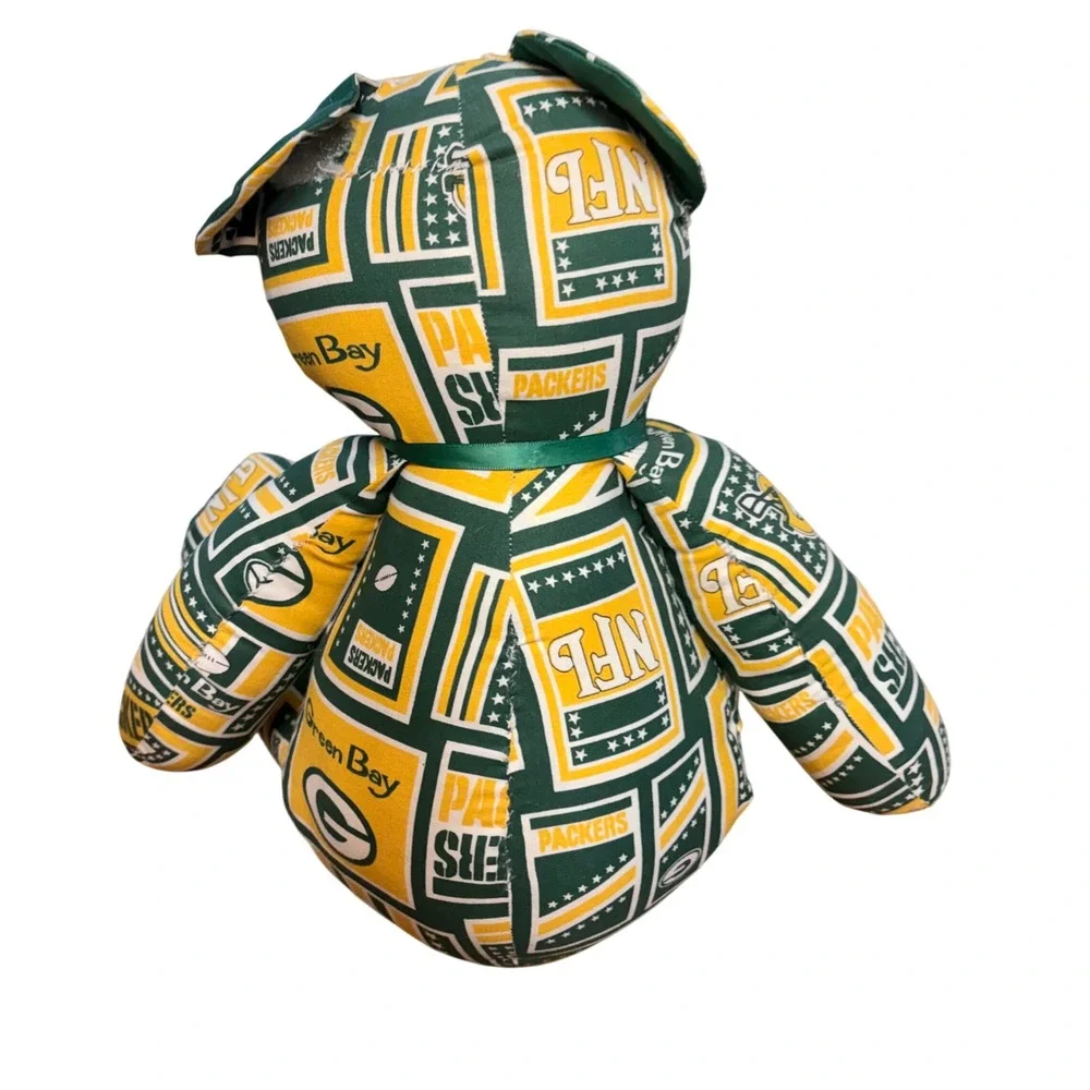 Green‎ Bay Packers Plush homemade Stuffed Teddy Bear Football Green Gold 24